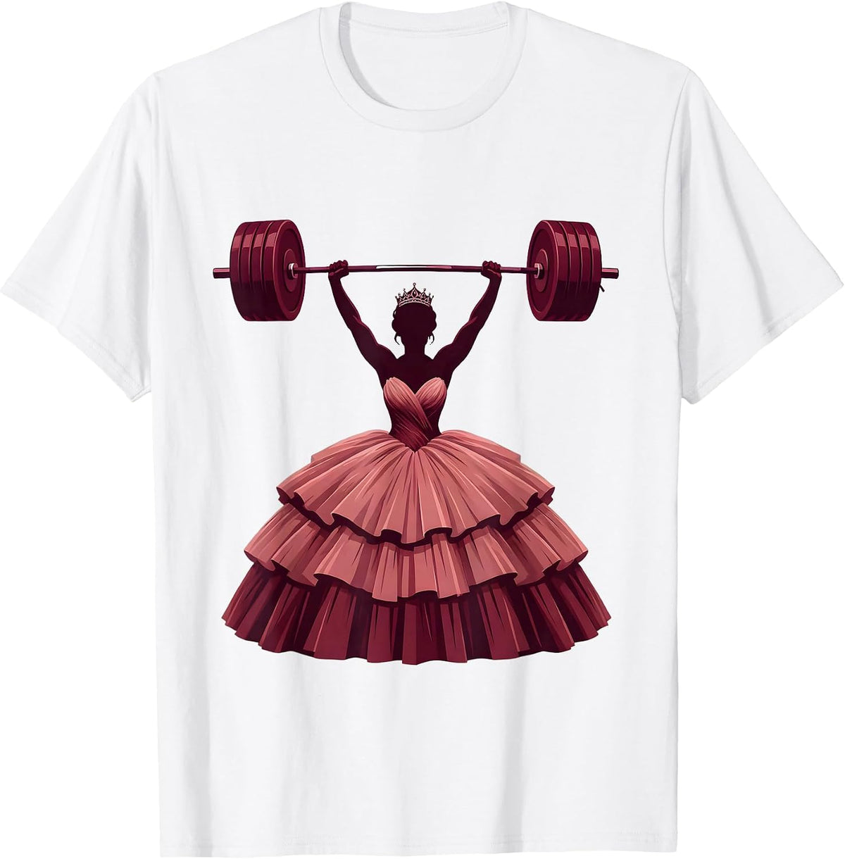 Weight Lifting Ball Gown Funny Workout Art T-Shirt - White
