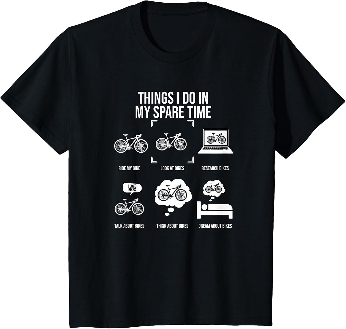 Things I Do in My Spare Time, Bicycle Cycling Lover T-Shirt - Black