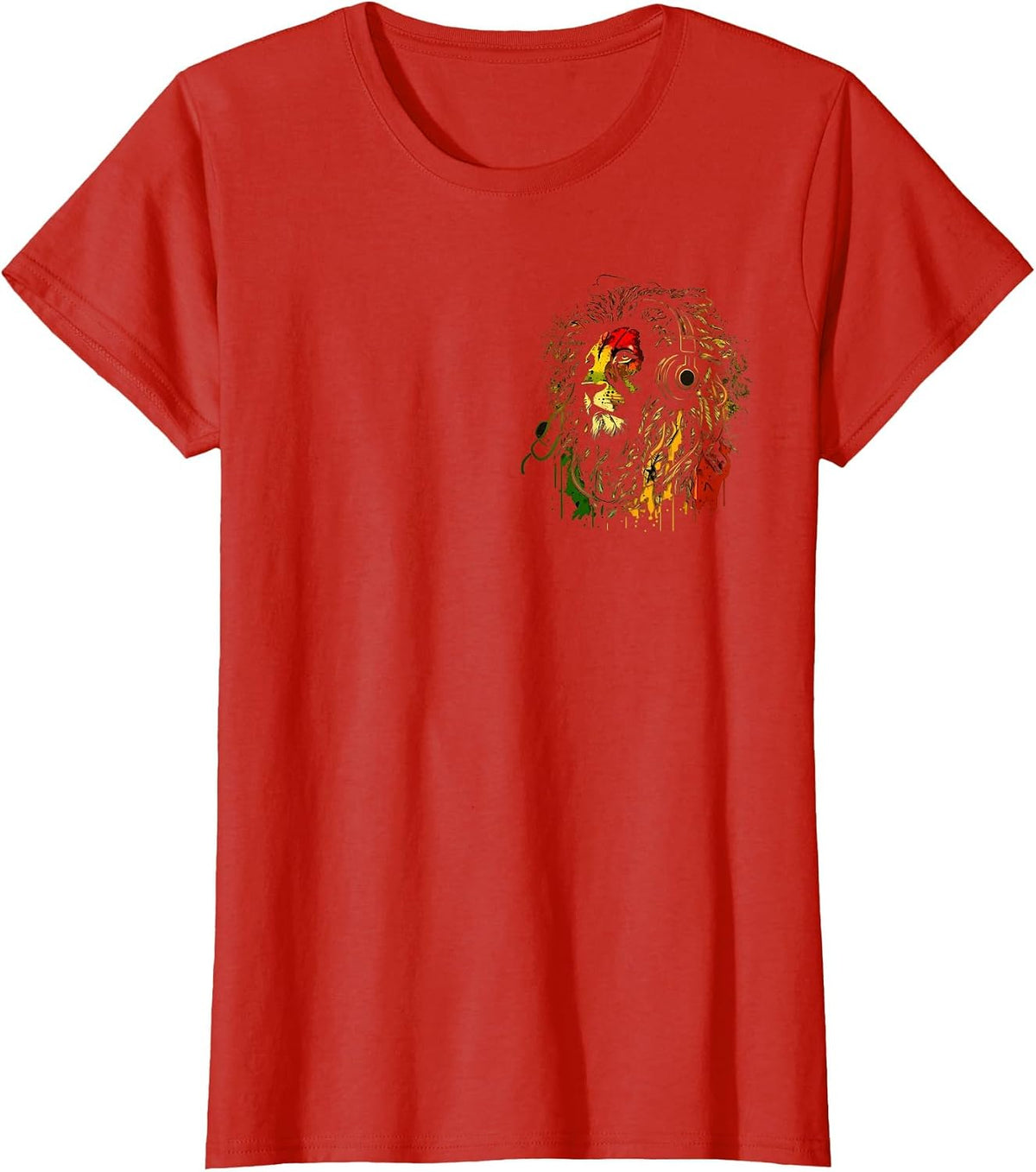 Rasta Reggae Lion of Judah Rastafarian Pride Reggae Lion T-Shirt - Red