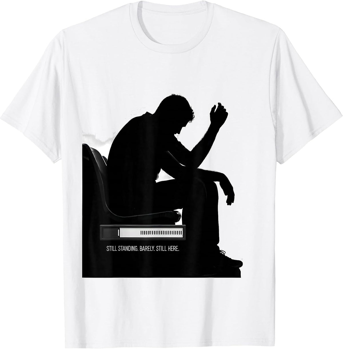 Men's Still Standing Barely Still Here Funny Football Lineman Fan T-Shirt - White