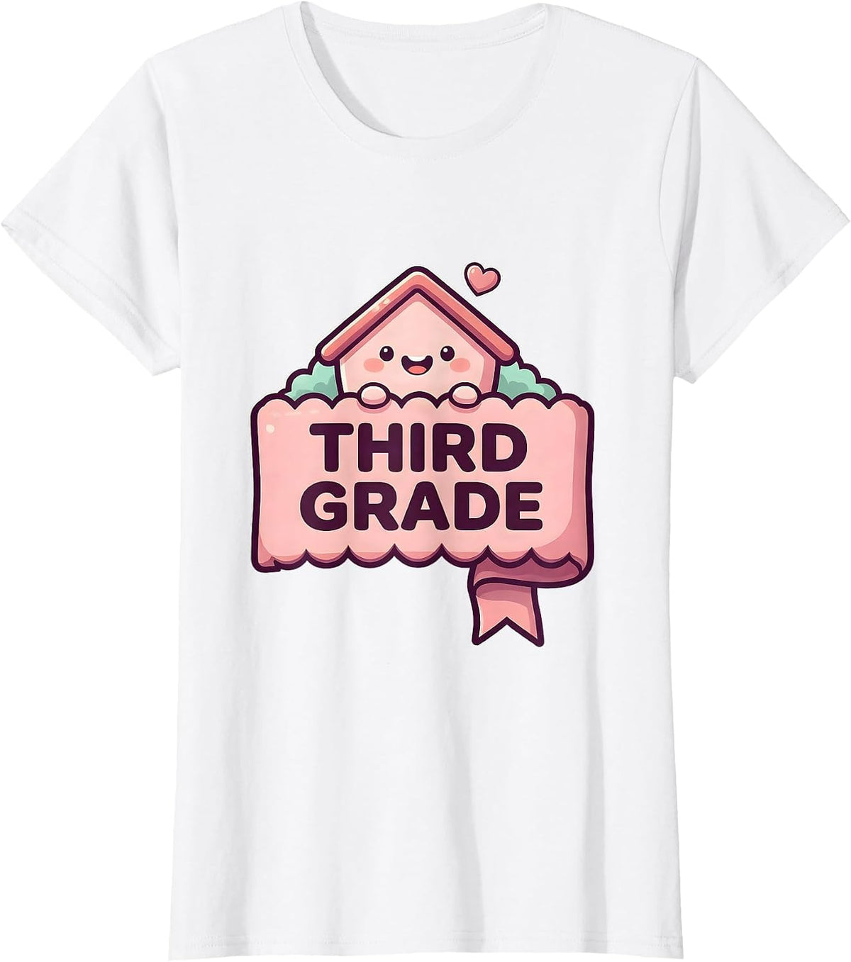 Third Grade Cute Kawaii Schoolhouse Mascot Back To School T-Shirt - White