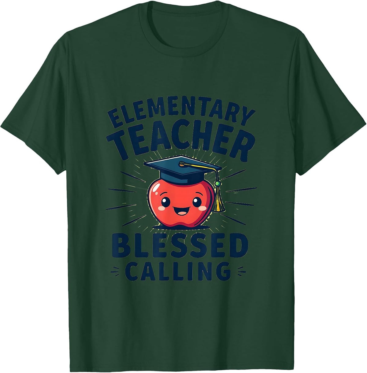 Elementary Teacher Blessed Calling Design T-Shirt - Dark Green
