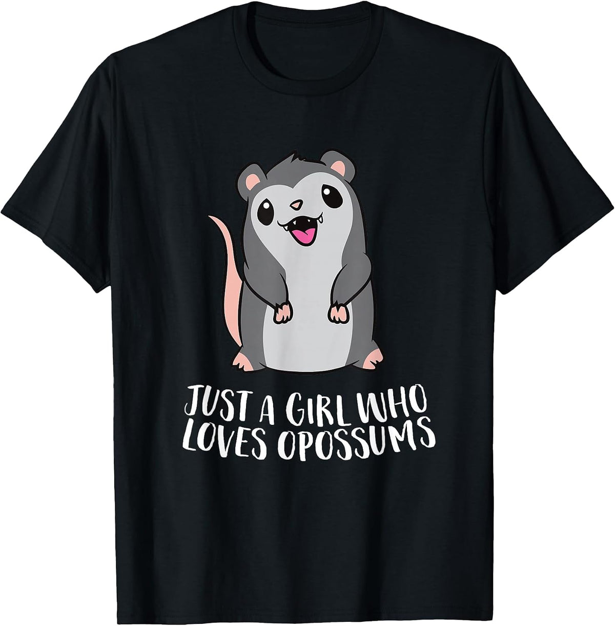 Just a Girl Who Loves Opossums Cute Opossum Girl T-Shirt - Black