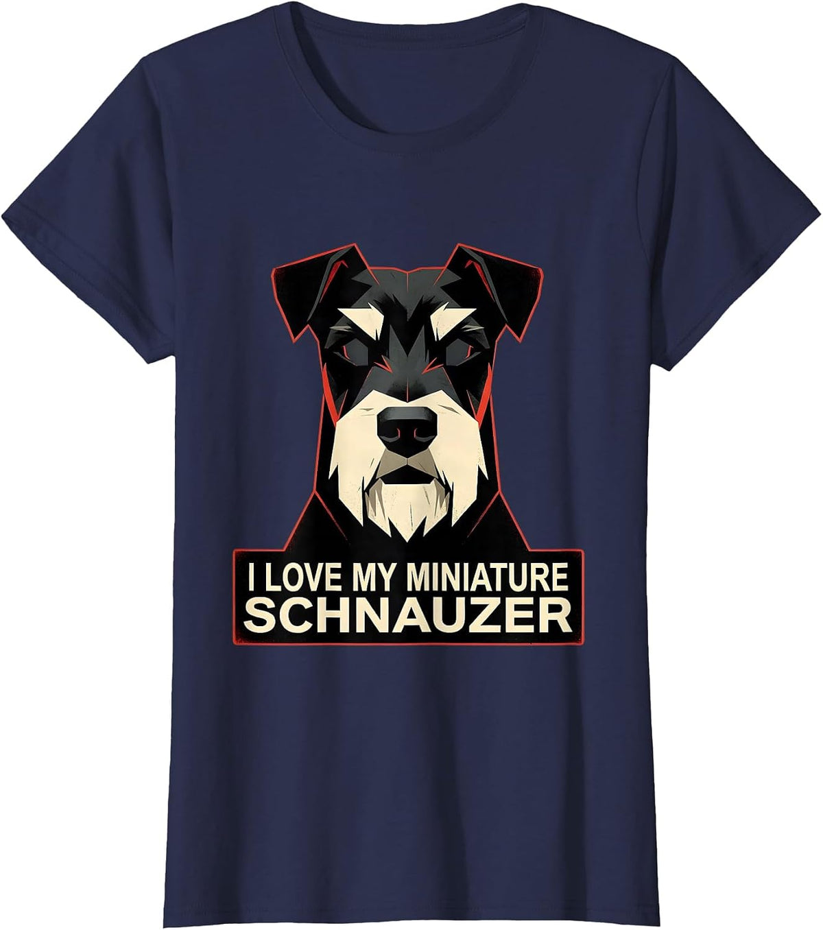 Women's I Love My Miniature Schnauzer Funny Schnauzer Lover Pet T-Shirt - Navy Blue