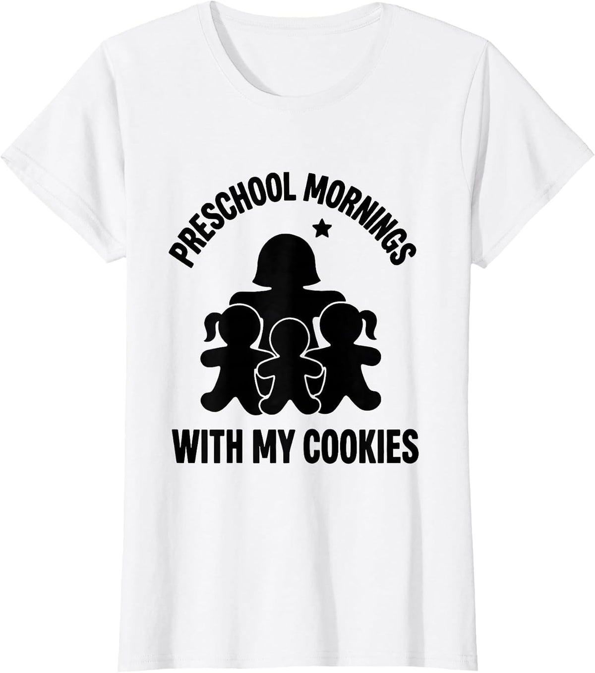 Preschool Mornings With My Cookies Funny Teacher Christmas T-Shirt - White