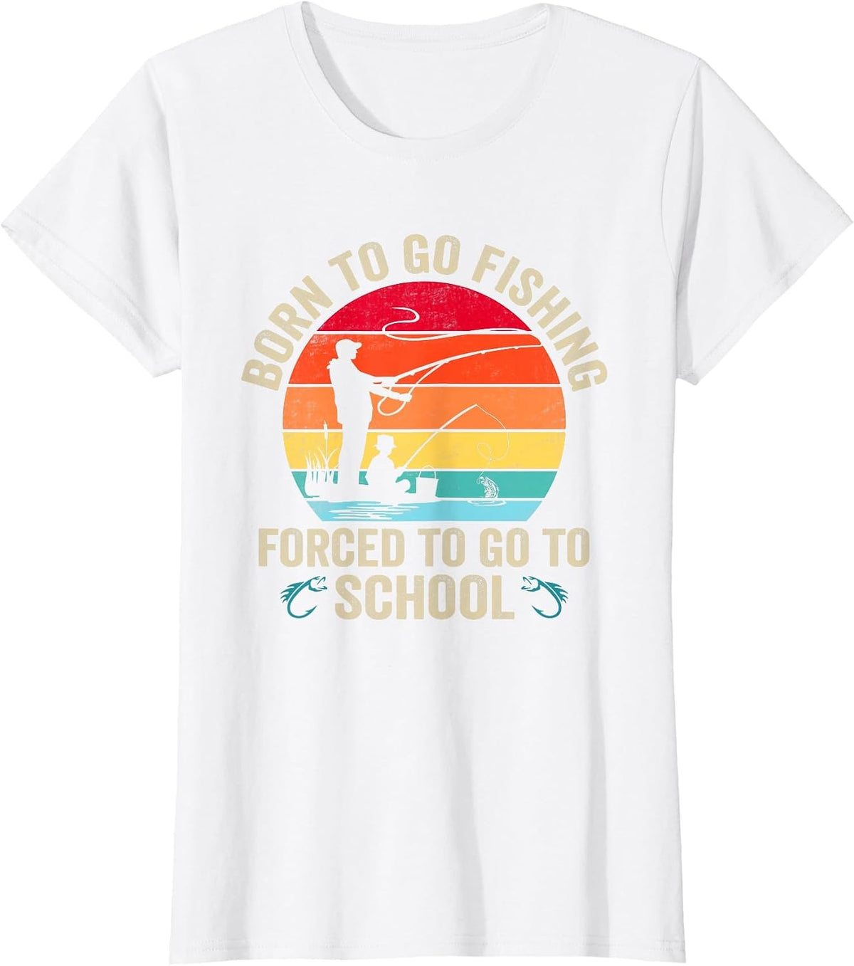 Funny Born to Go Fishing Bass Fish Fisherman Mens Boys T-Shirt - White