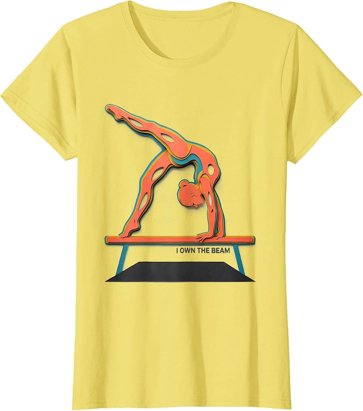 I Own The Beam Paper Cutout Gymnastics Gift for Girls Sport T-Shirt - Lemon Yellow
