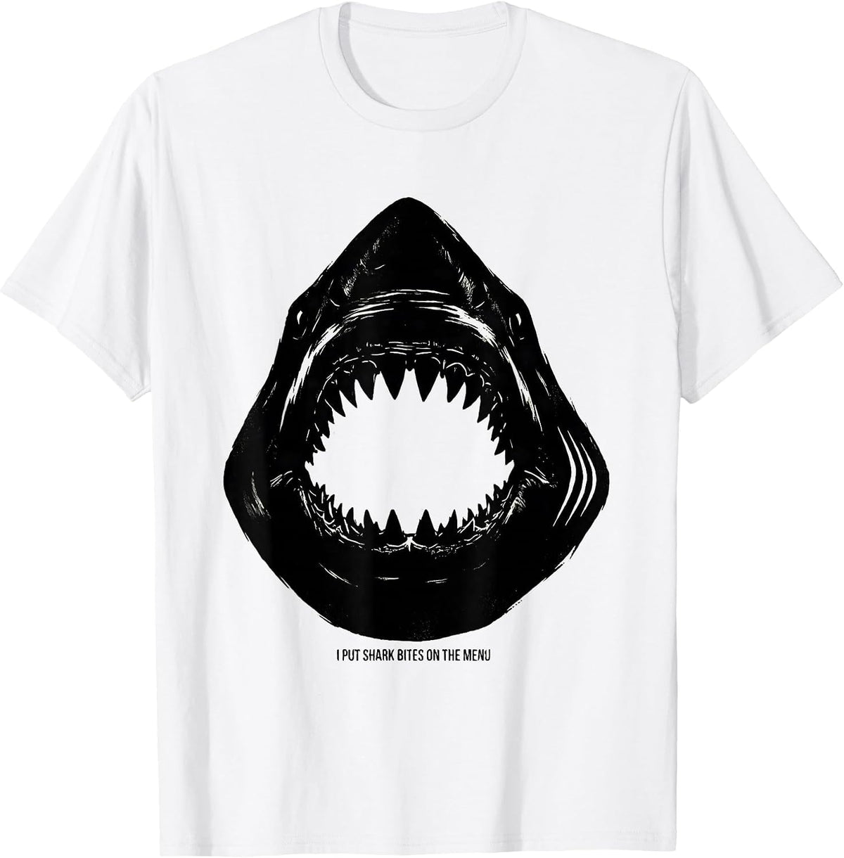 Men's I Put Shark Bites On The Menu Funny Shark Lover Ocean T-Shirt - White