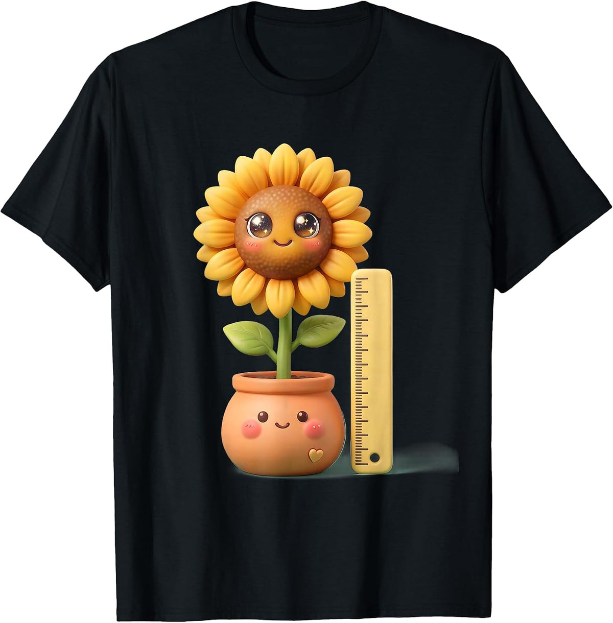 Men's Preschool Teacher Sunflower Growth Illustration T-Shirt - Black