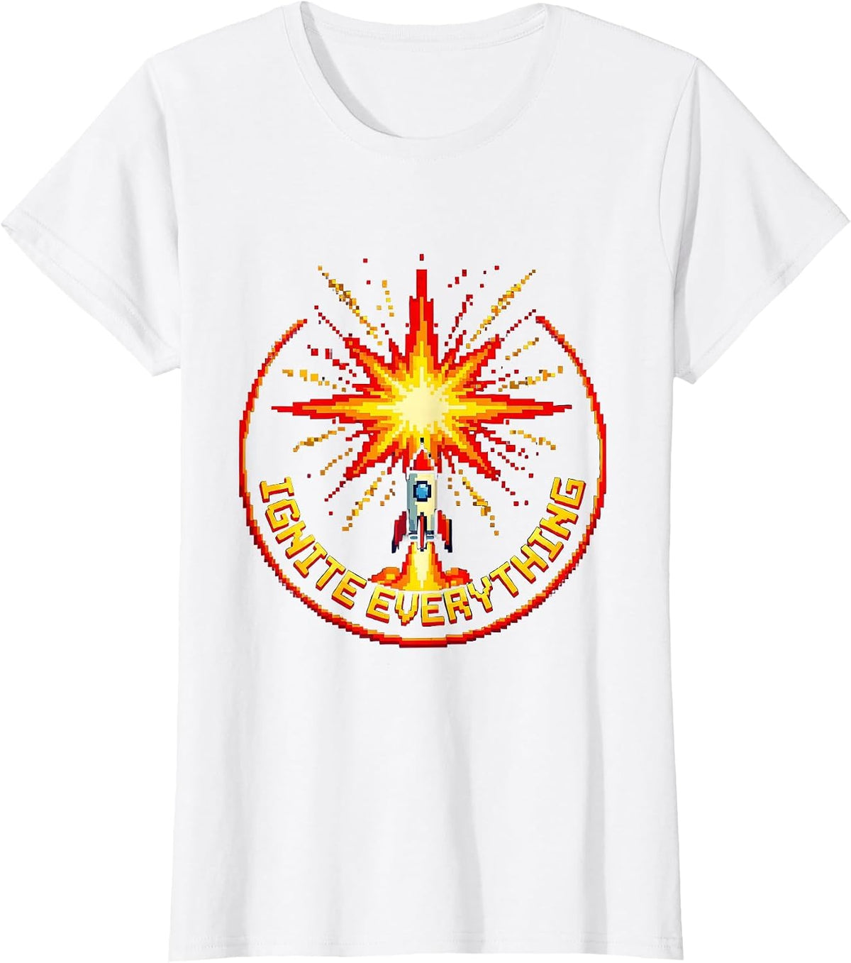Ignite Everything Fireworks Explosion Design T-Shirt - White