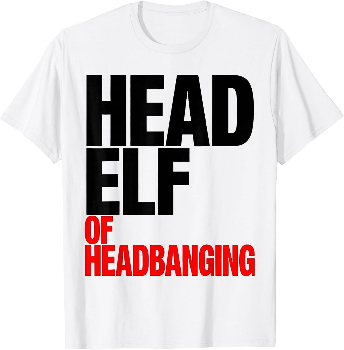 Men's Head Elf Of Headbanging Funny Heavy Metal Christmas Rock Fan T-Shirt - White