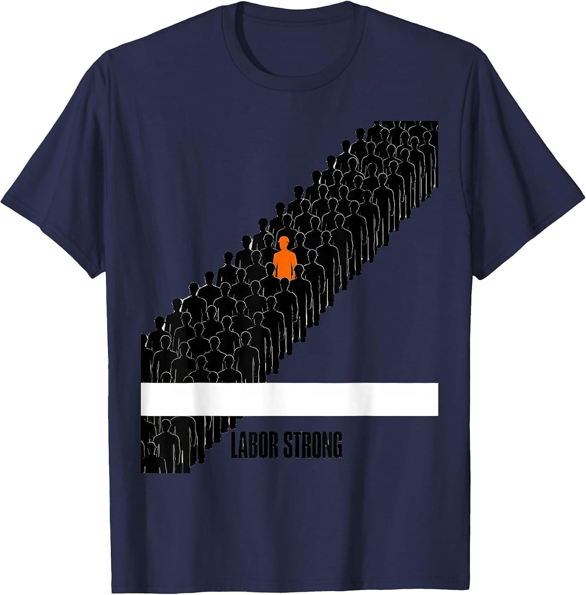 Labor Strong Brutalist Graphic Union Worker Skilled Trades T-Shirt - Navy Blue