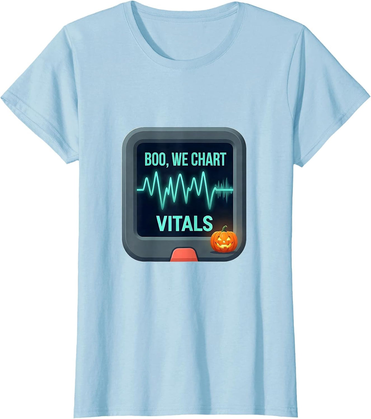 Boo We Chart Vitals Funny Vet Tech Halloween Veterinary T-Shirt - Baby Blue