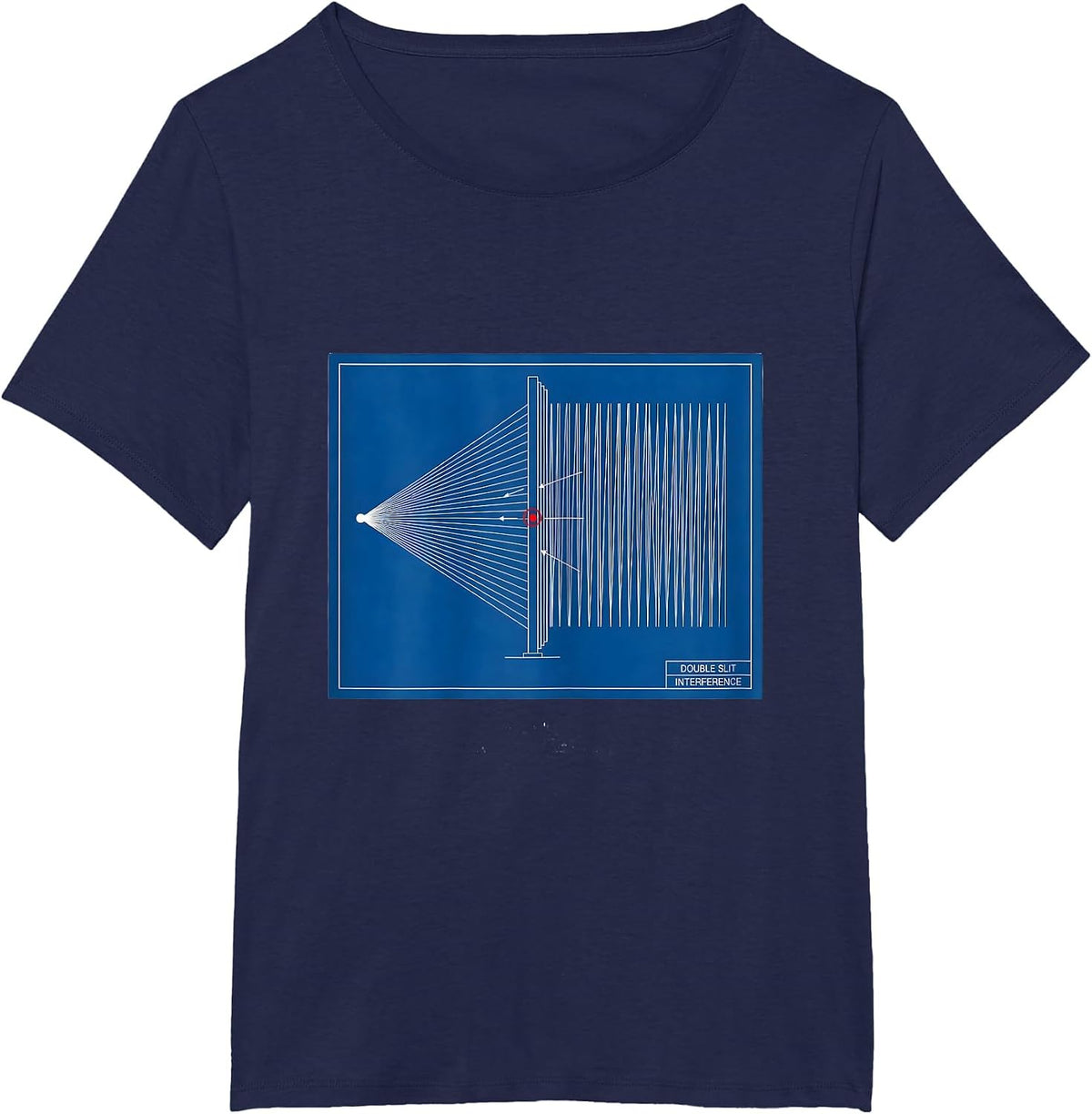 Women's Double Slit Interference Technical Blueprint Quantum Physics T-Shirt - Navy Blue
