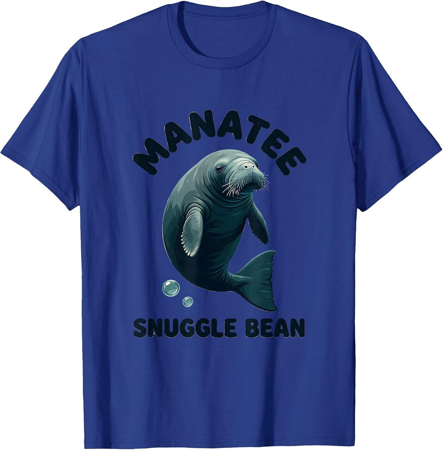 Manatee Snuggle Bean Funny Sea Animal Lover Gift T-Shirt - Royal Blue