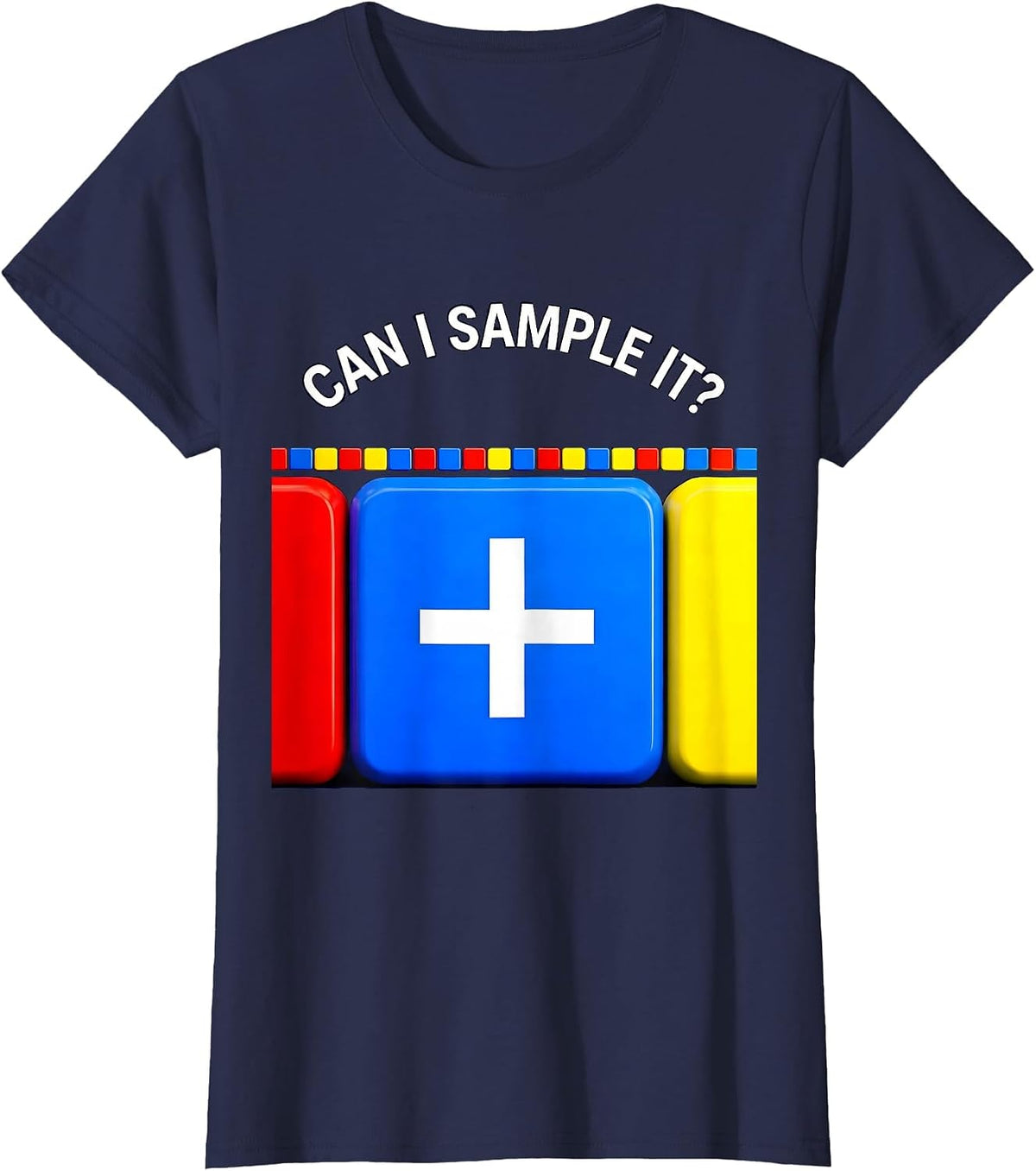 Women's Can I Sample It Funny Periodic Table Chemistry Teacher T-Shirt - Navy Blue