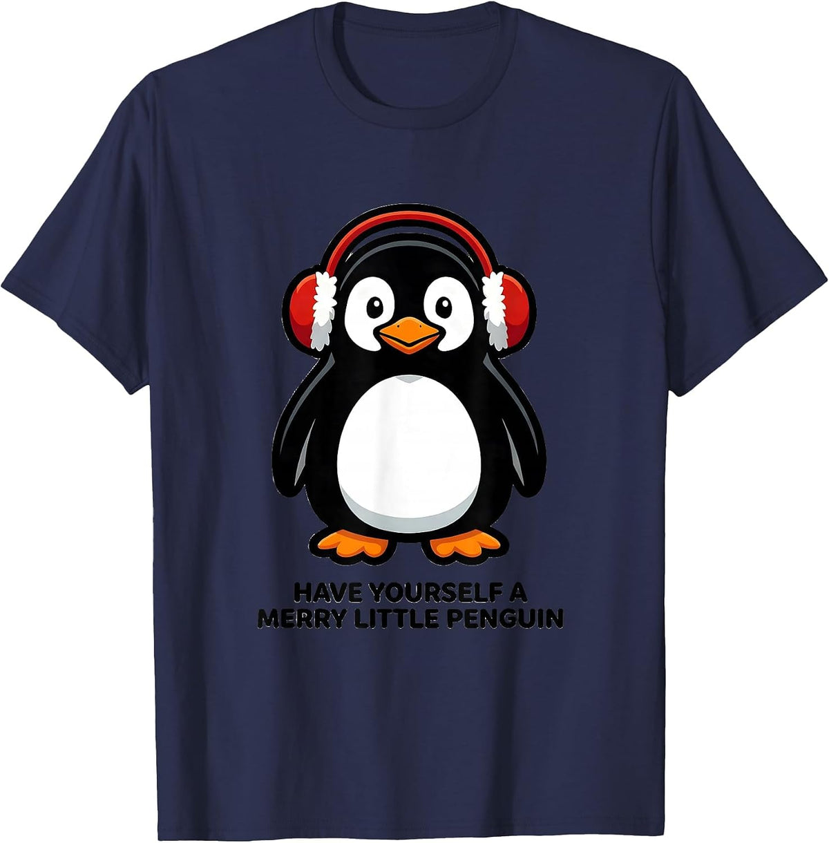 Men's Have Yourself A Merry Little Penguin Funny Penguin Lover T-Shirt - Navy Blue