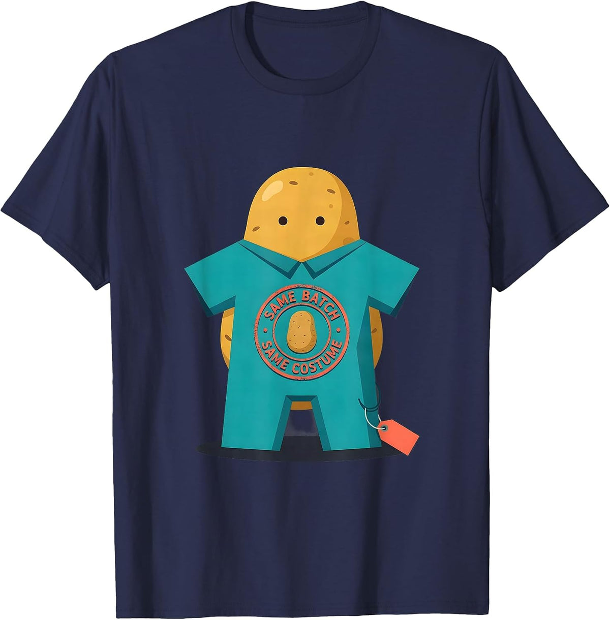 Men's Same Batch, Same Costume Funny Potato Human Costume T-Shirt - Navy Blue