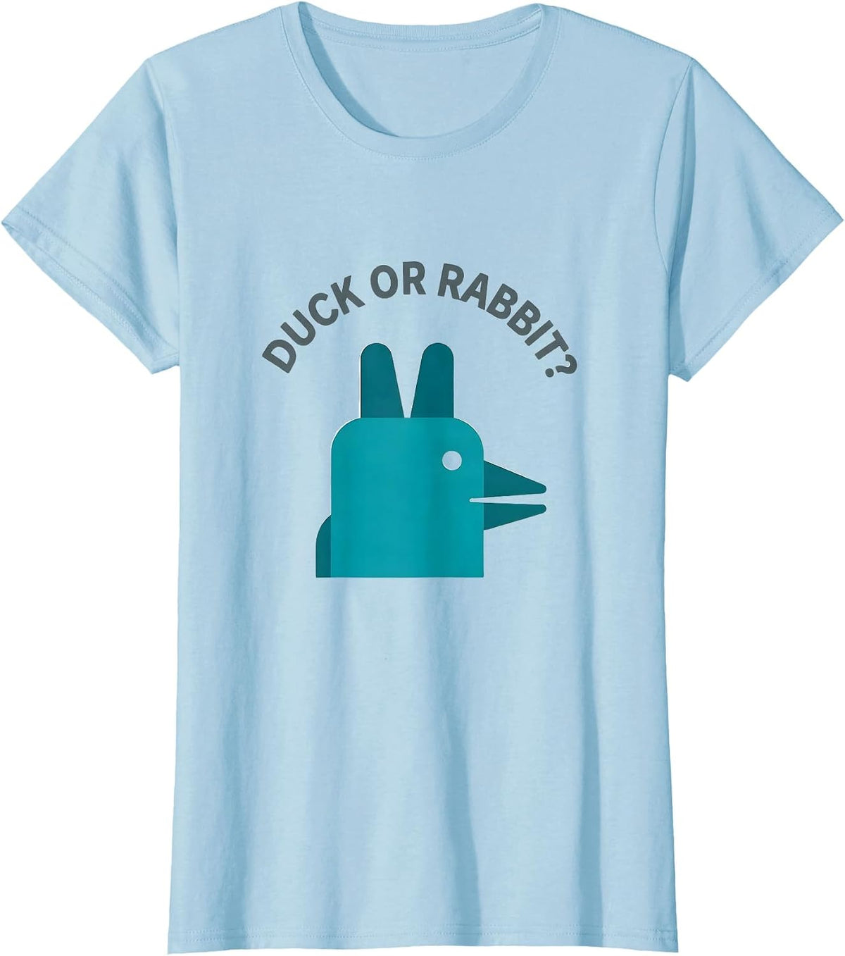 Women's Duck Or Rabbit? Funny Philosophy Optical Illusion Animal T-Shirt - Baby Blue