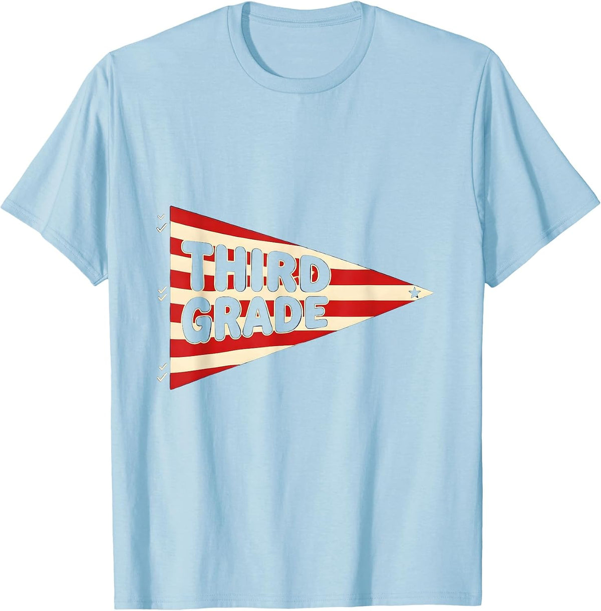 Men's Third Grade Pennant Flag Back to School Third Grade T-Shirt - Baby Blue