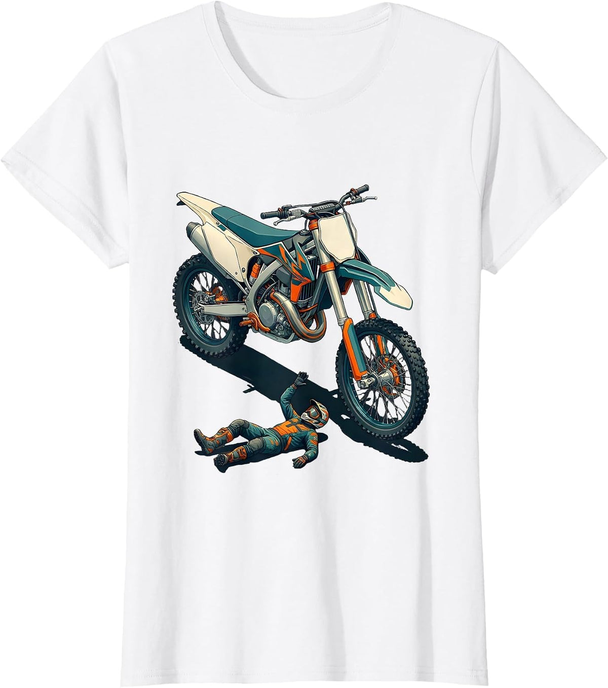 Dirt Bike Crash Funny Motocross Rider Gift T-Shirt - White