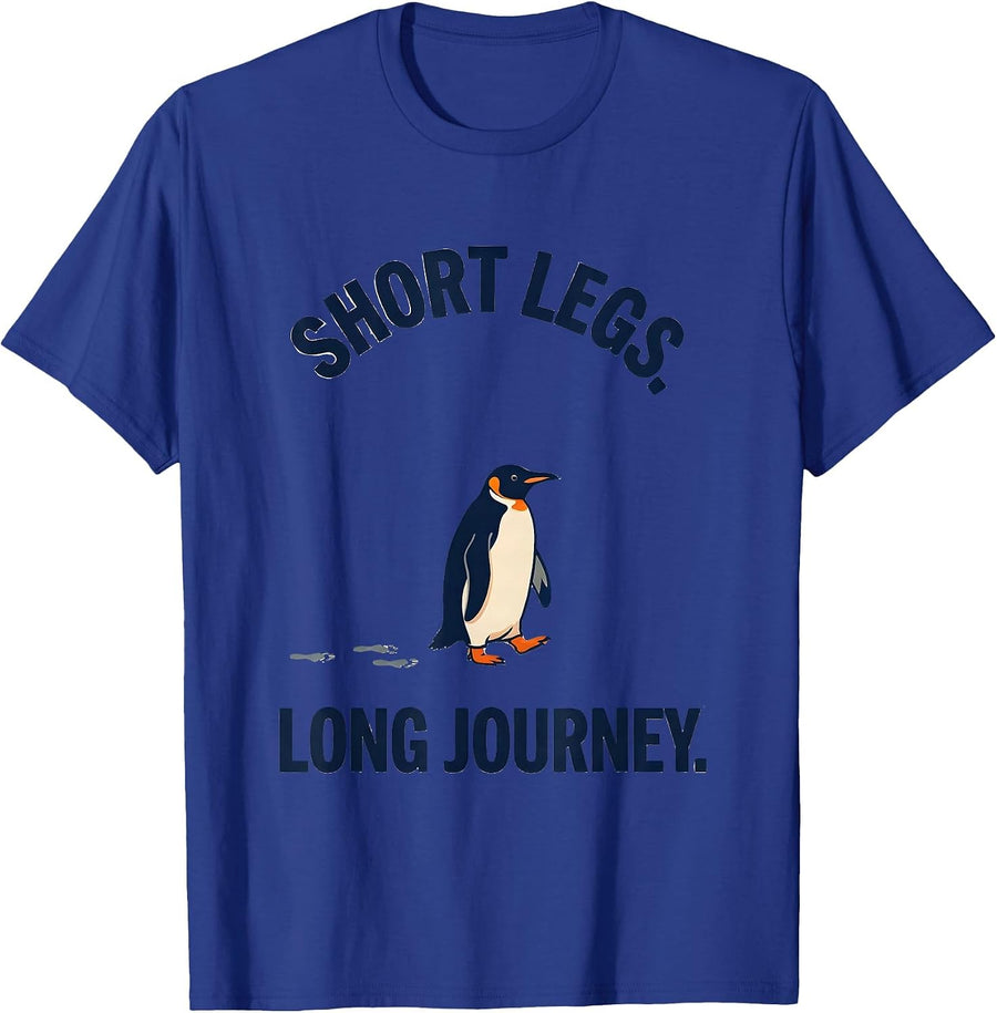 Short Legs Long Journey Funny Penguin Lover Humor T-Shirt - Royal Blue