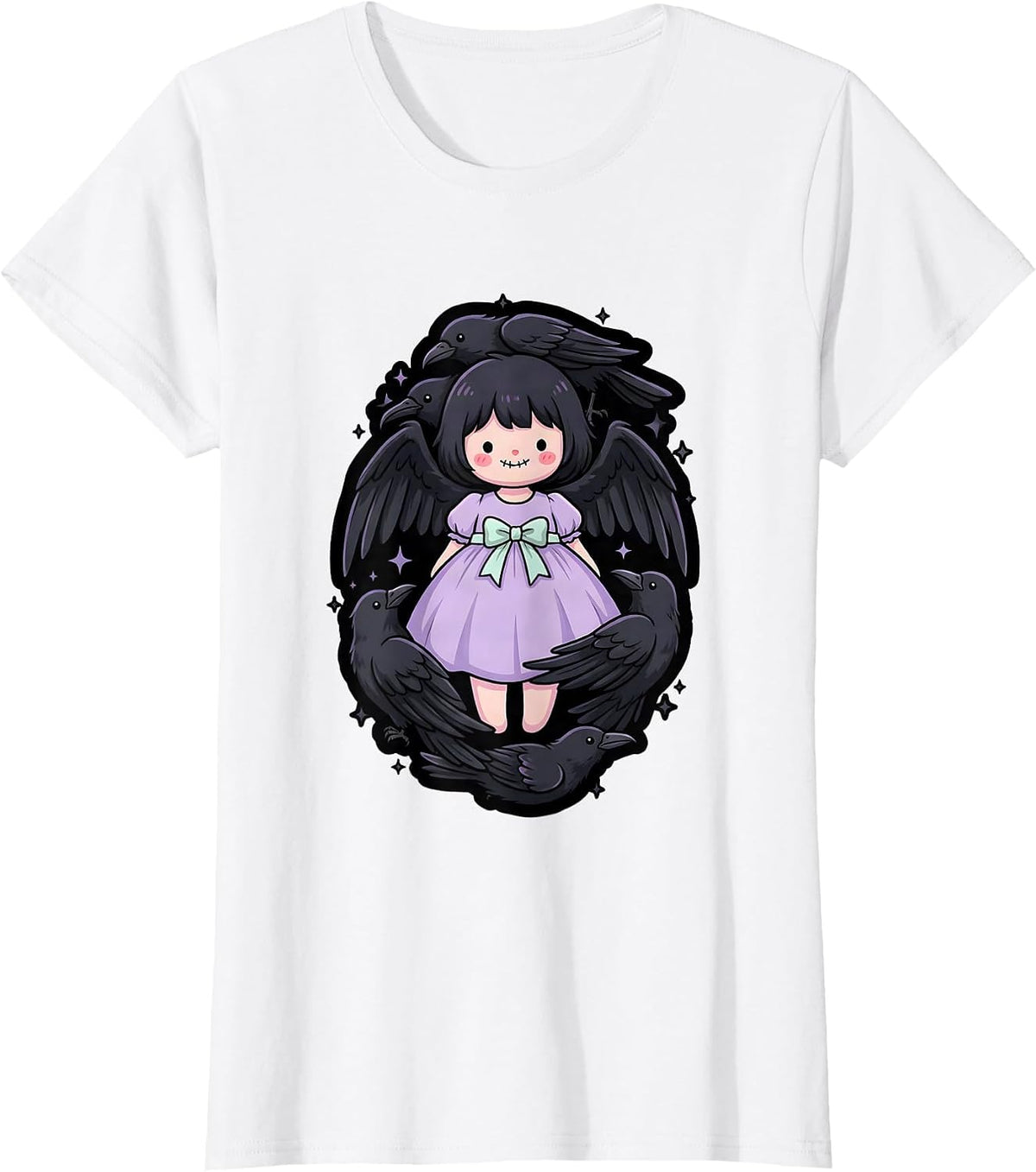 Halloween Raven Silhouette Dissolving Into Birds T-Shirt - White