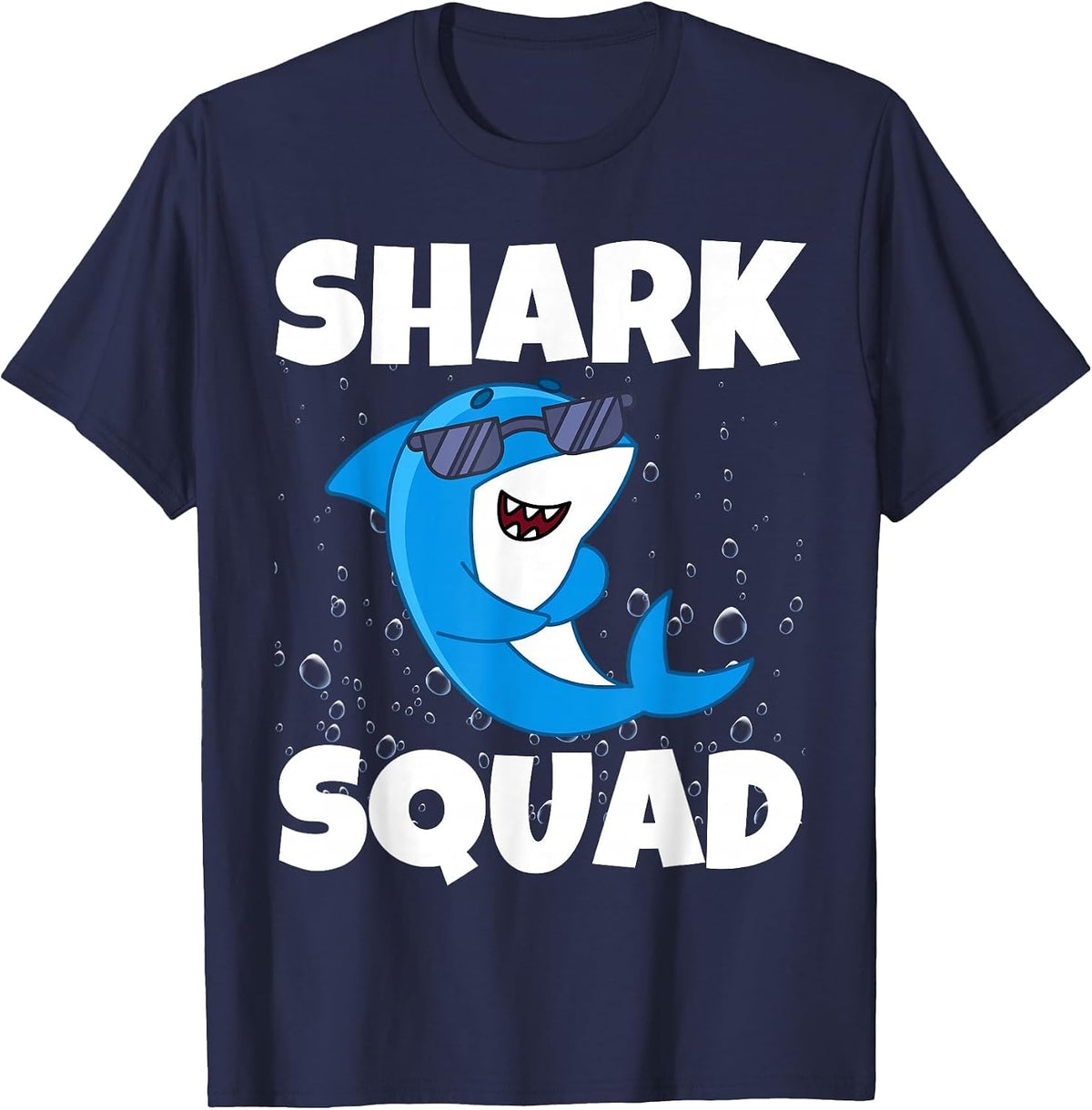 Shark Squad Birthday Boy Girl Family Matching Bday Party Tee T-Shirt - Navy Blue