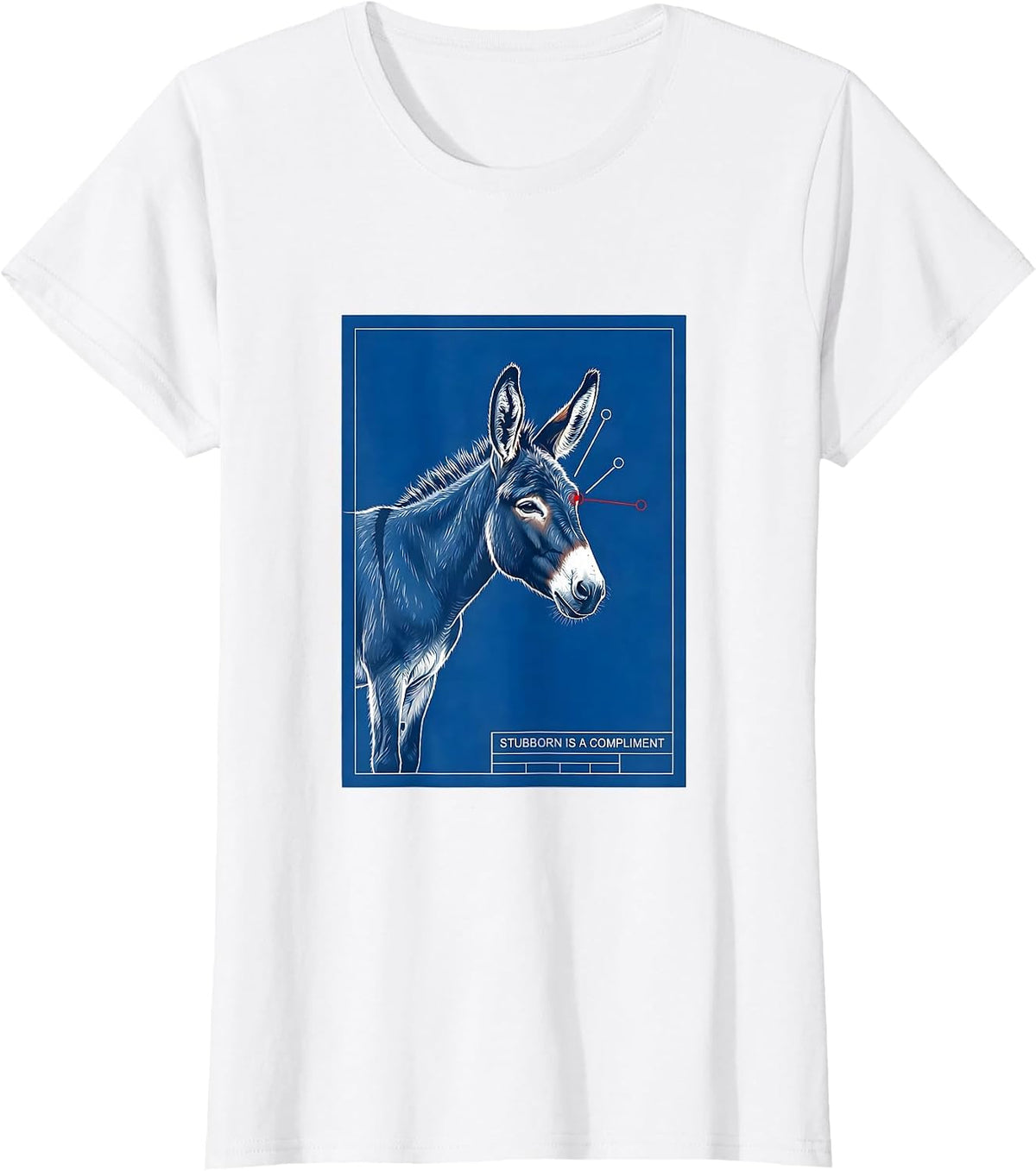 Women's Stubborn Is A Compliment Funny Donkey Farm Animal Humor T-Shirt - White
