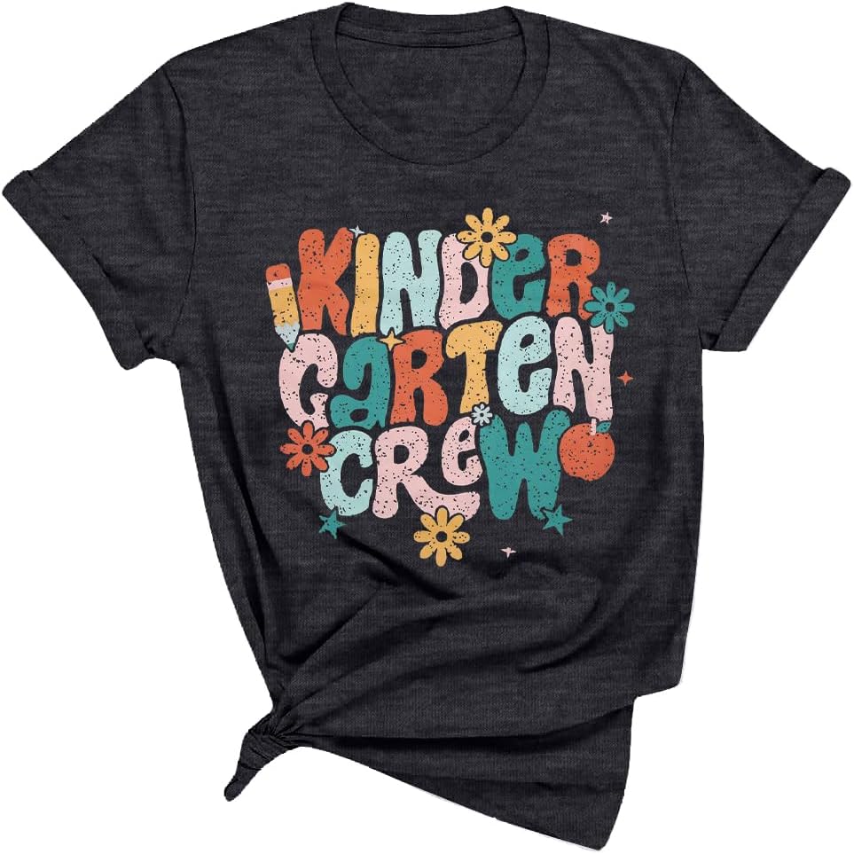 Teacher Shirt Women First Day of School T-Shirt Back to School Tshirts - Kindergarten Grey