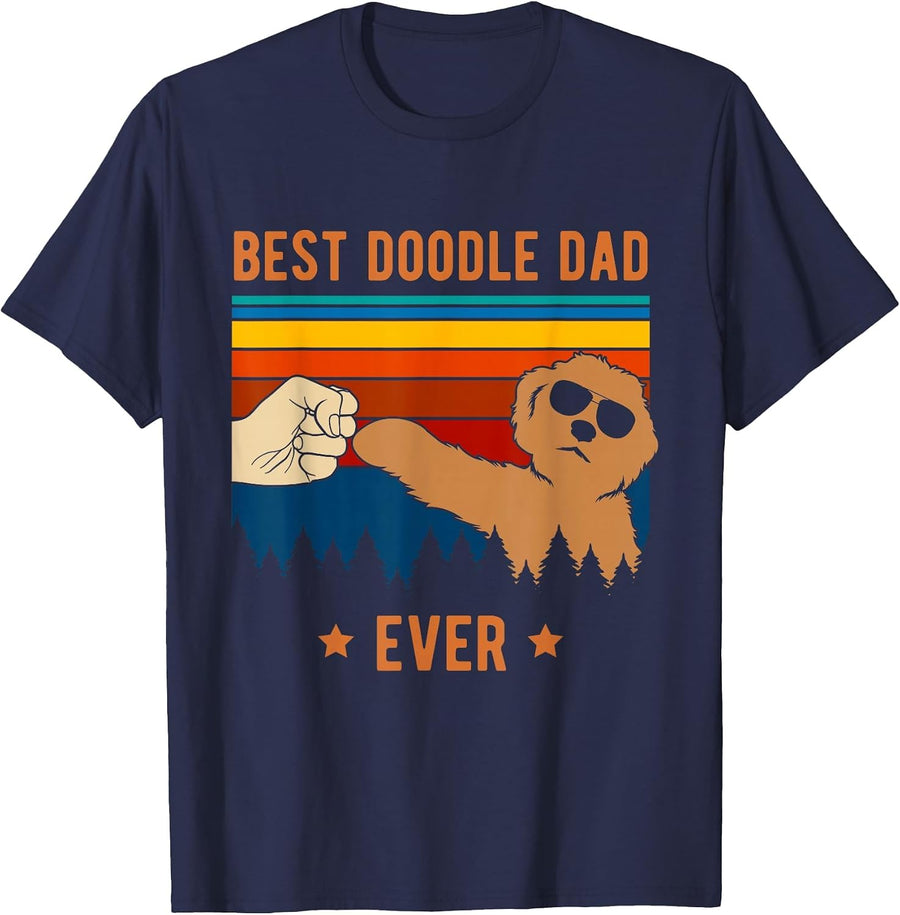 Best Doodle Dad Ever - Funny Dog Goldendoodle Labradoodle T-Shirt - Navy Blue