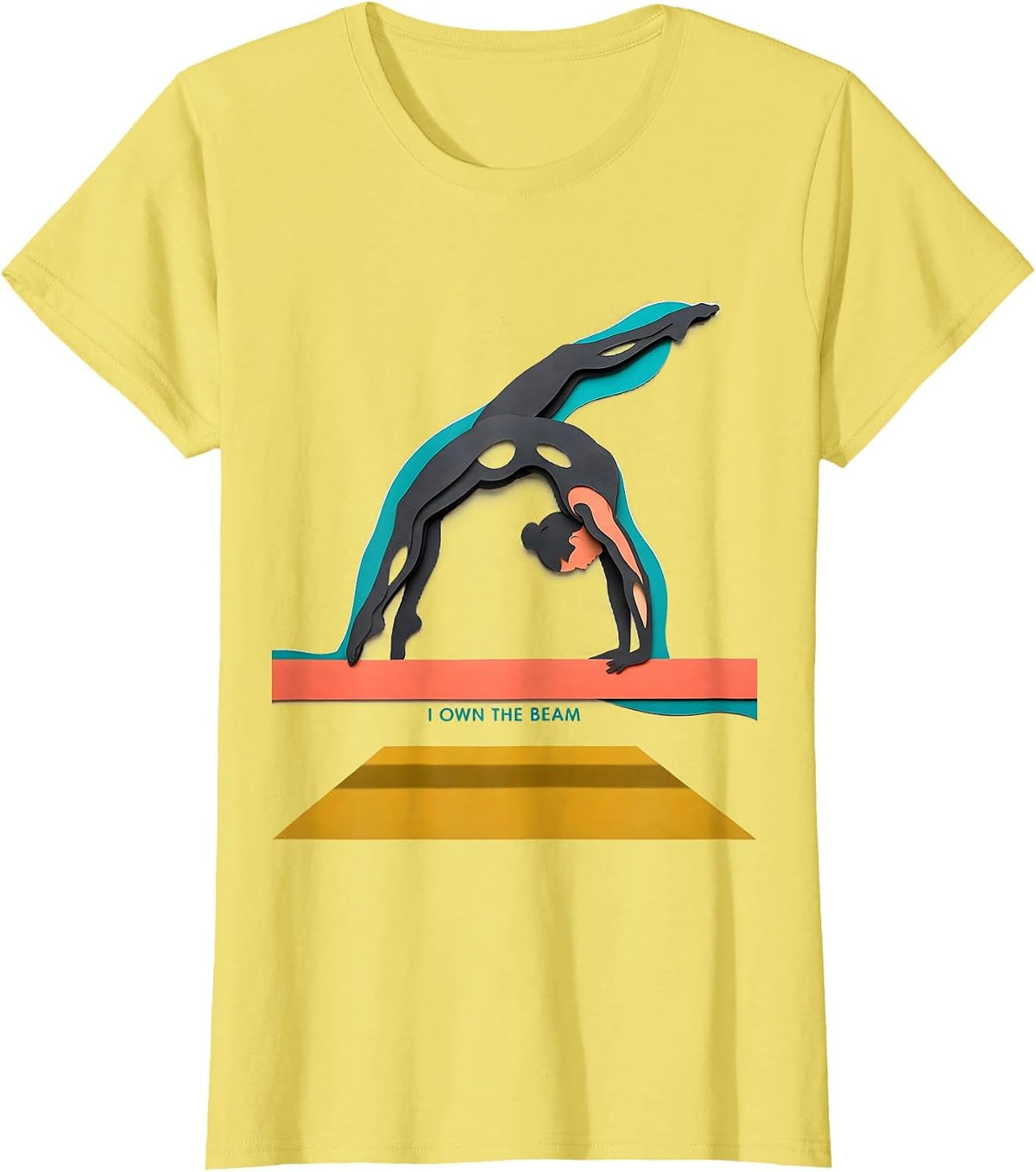 Women's I Own The Beam Paper Cutout Gymnastics Gift for Girls Sport T-Shirt - Lemon Yellow