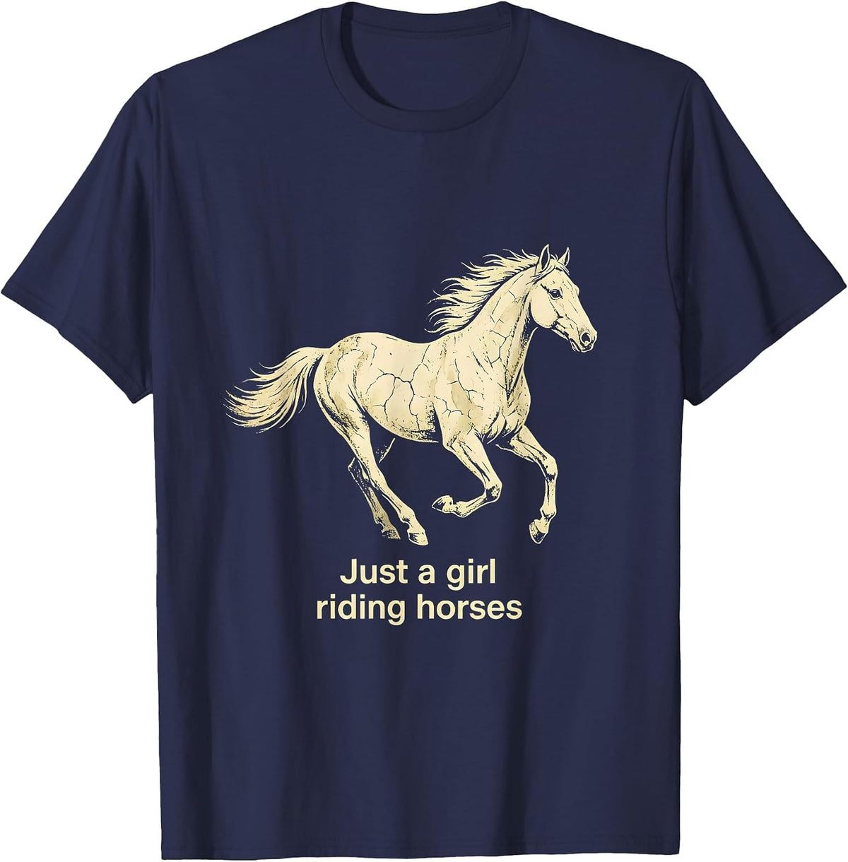Men's Just a Girl Riding Horses Equestrian Design T-Shirt - Navy Blue