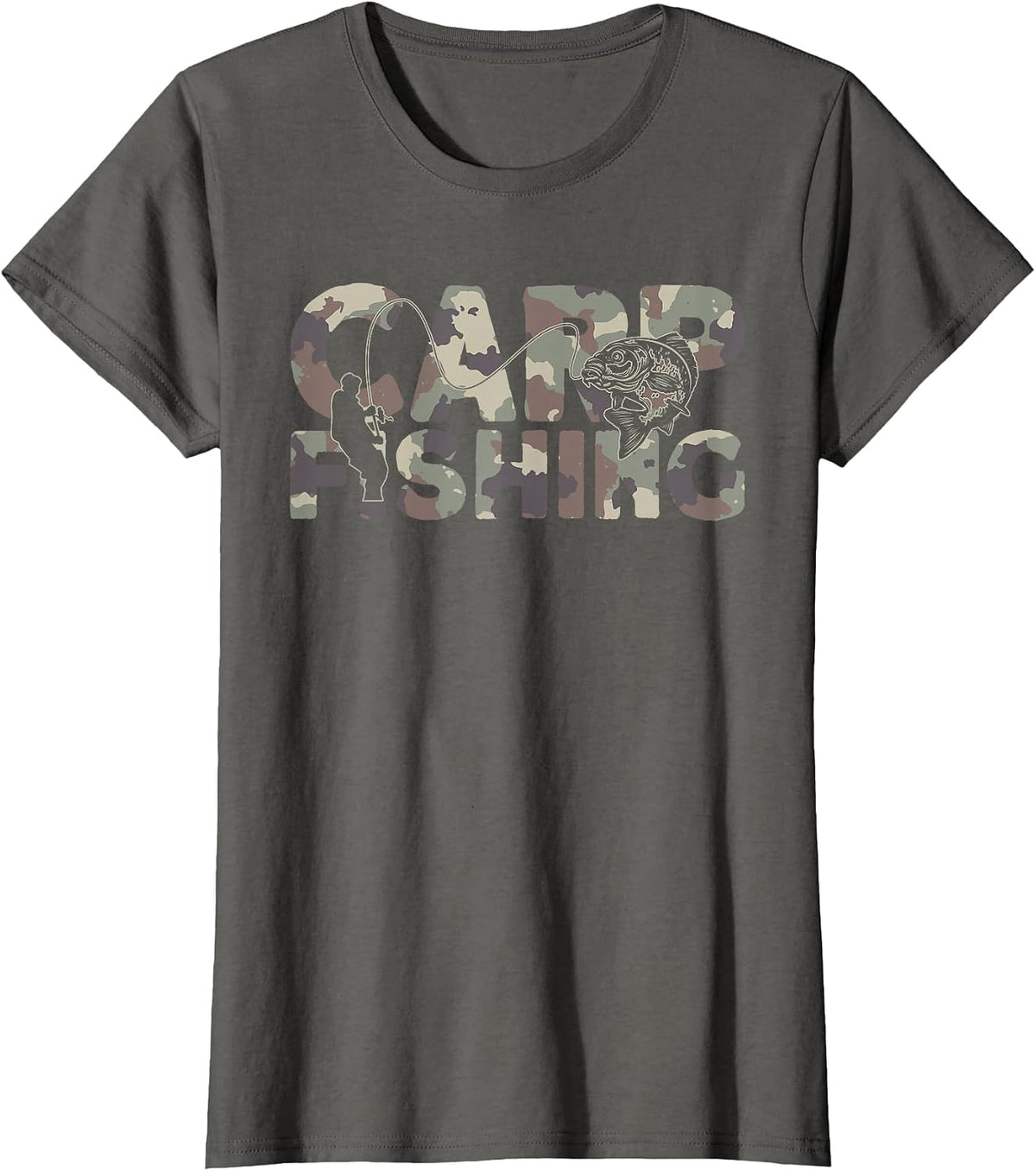 Carp Fisherman Camouflage Carp Fishing T-Shirt - Asphalt Grey