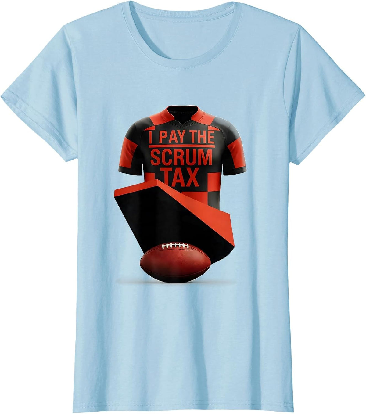 Women's I Pay The Scrum Tax Funny Rugby Player Coach Fan Humor T-Shirt - Baby Blue