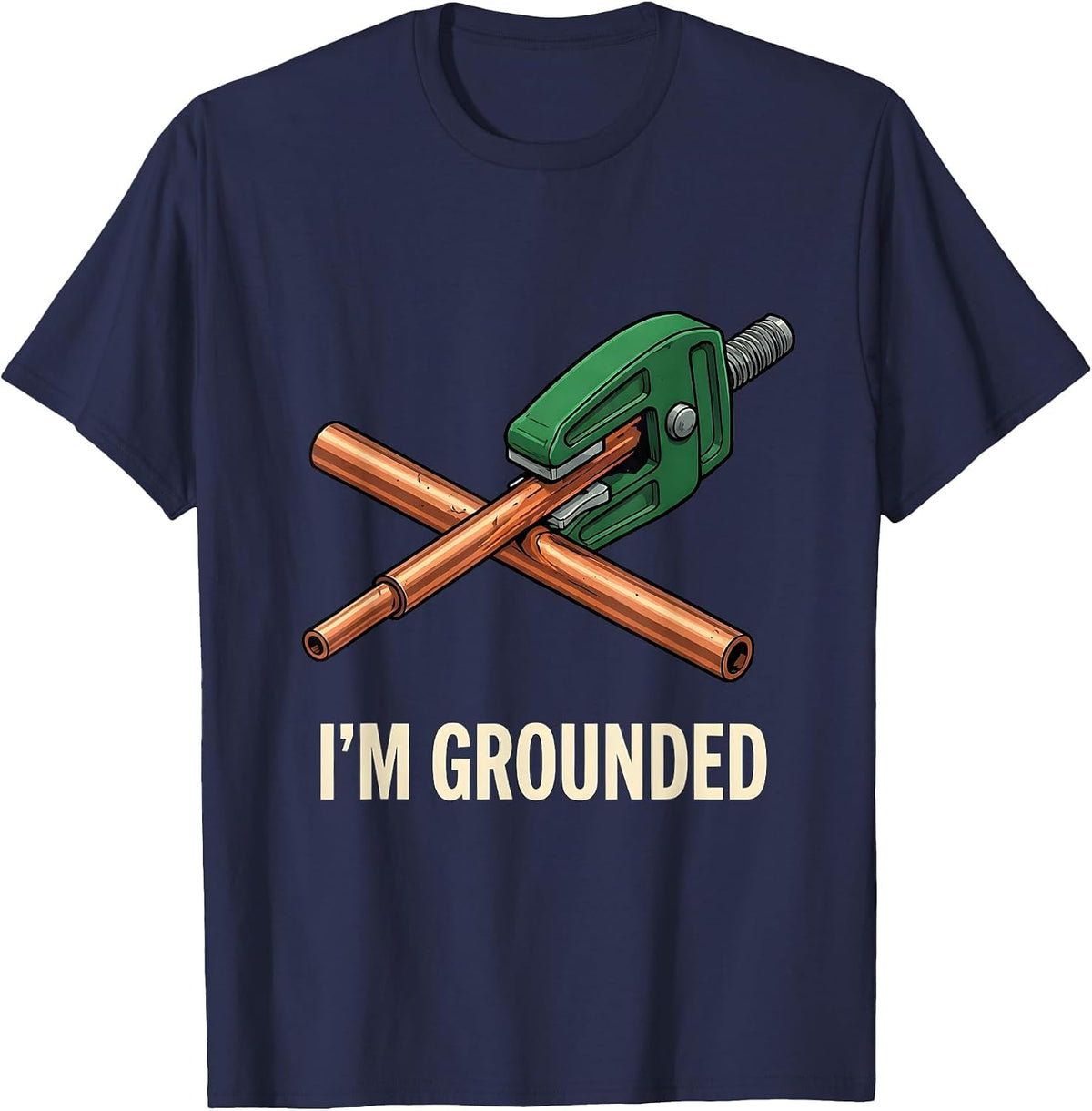 Men's I'm Grounded Funny Electrician Engineer Tech Worker Deadpan T-Shirt - Navy Blue