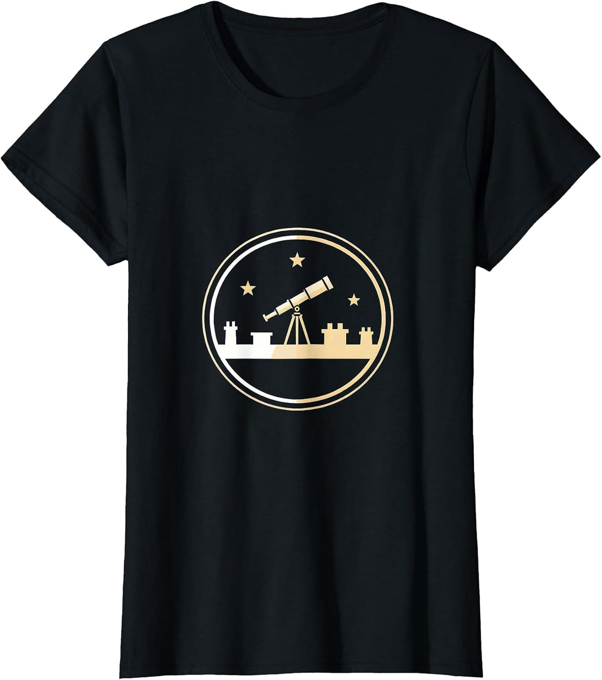 Rooftop Stargazer Telescope Astronomy Design T-Shirt - Black