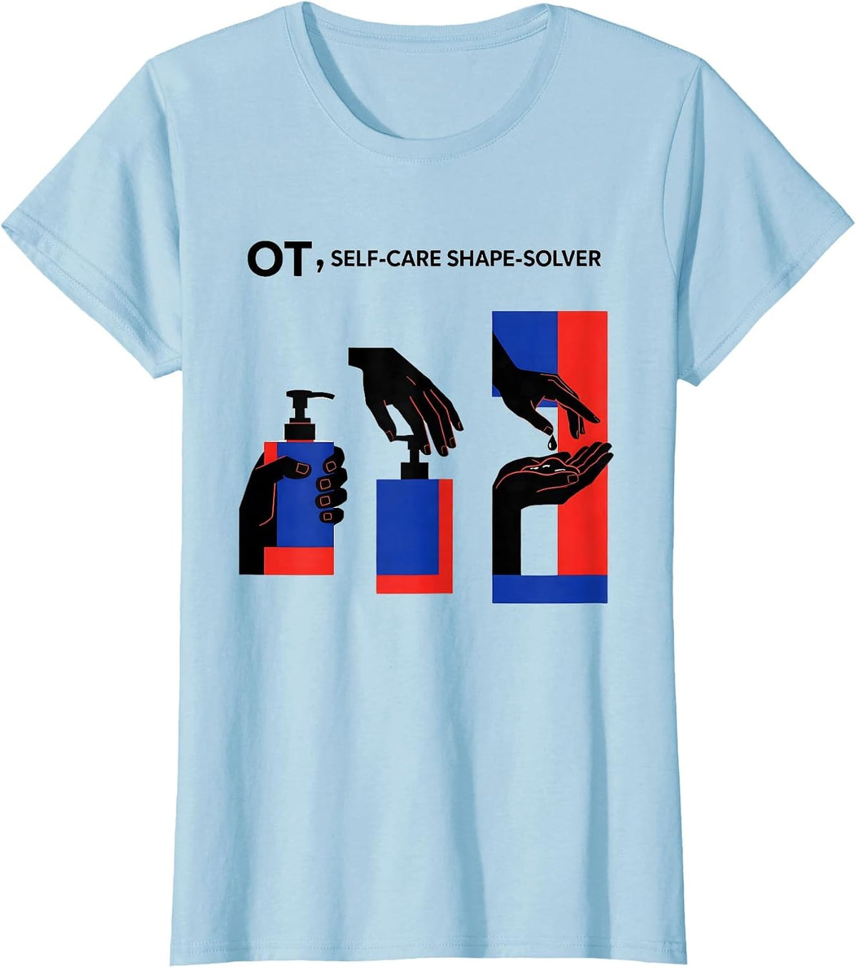 Women's OT Self-Care Shape-Solver Occupational Therapy Therapist T-Shirt - Baby Blue