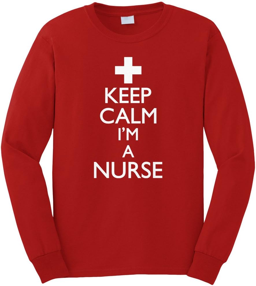Cybertela Men's Keep Calm I'm A Nurse Long Sleeve T-Shirt - Red