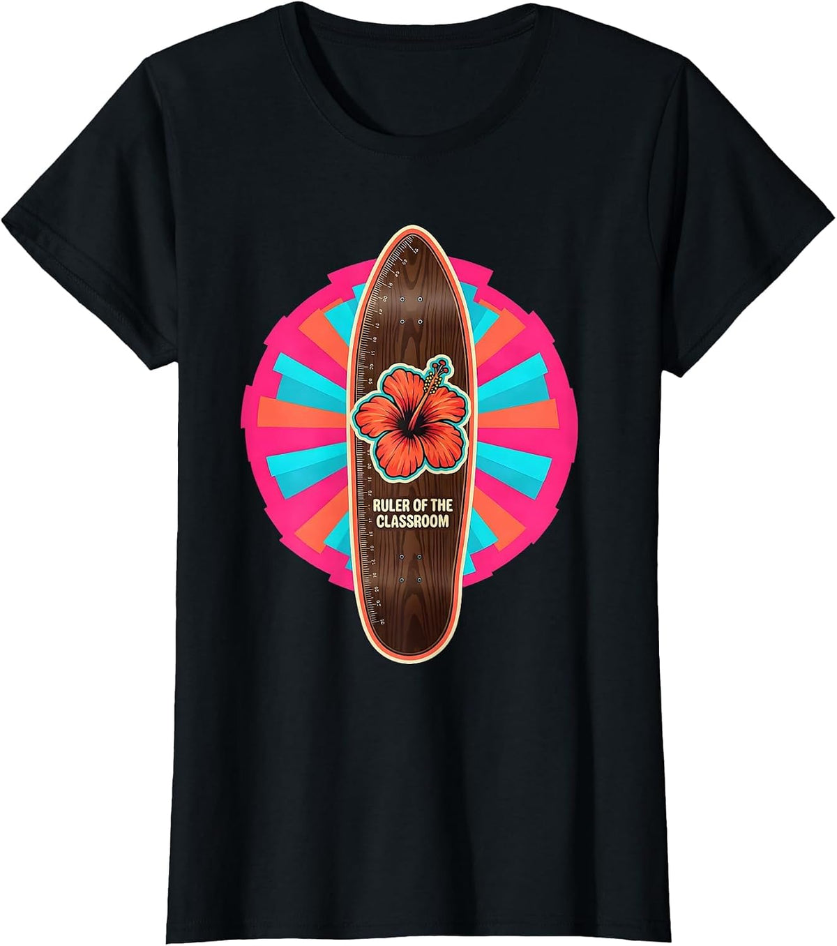 Ruler of the Classroom Elementary Teacher Design T-Shirt - Black