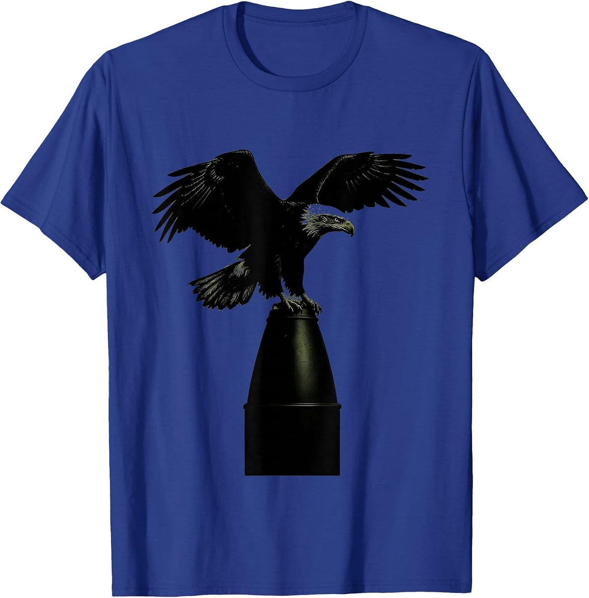 Men's Bald Eagle on Artillery Shell Military Graphic T-Shirt - Royal Blue