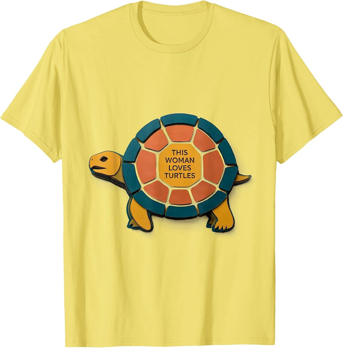 Men's This Woman Loves Turtles Cute Paper Cutout Turtle Lover Gift T-Shirt - Lemon Yellow