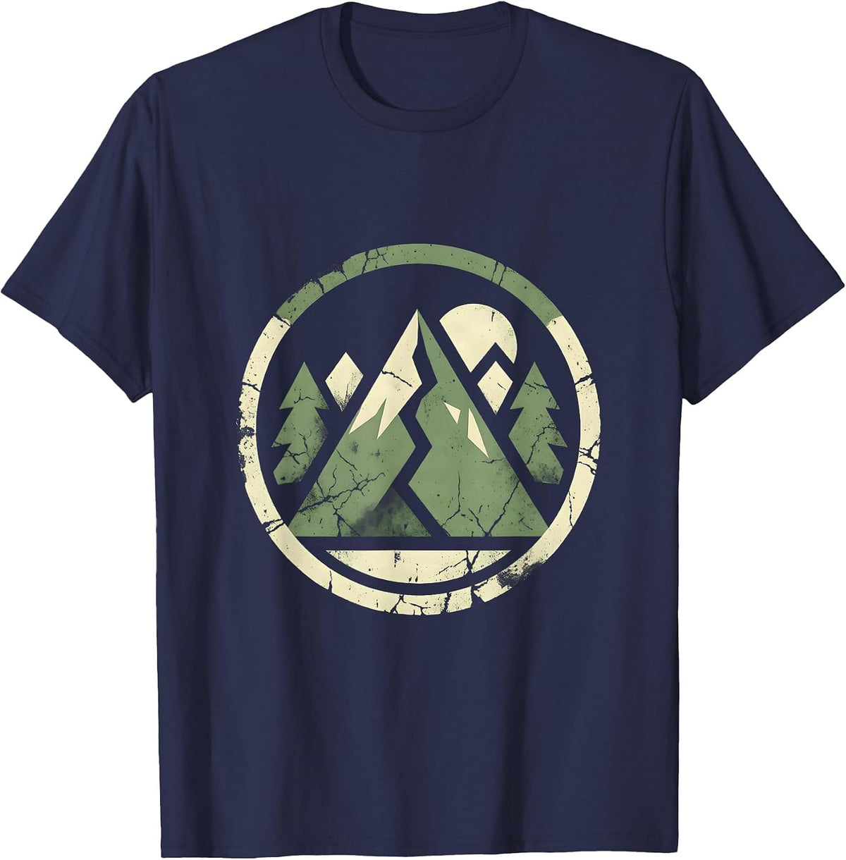 Girls Camo Hiker Mountain Trail Backpack Graphic T-Shirt - Navy Blue