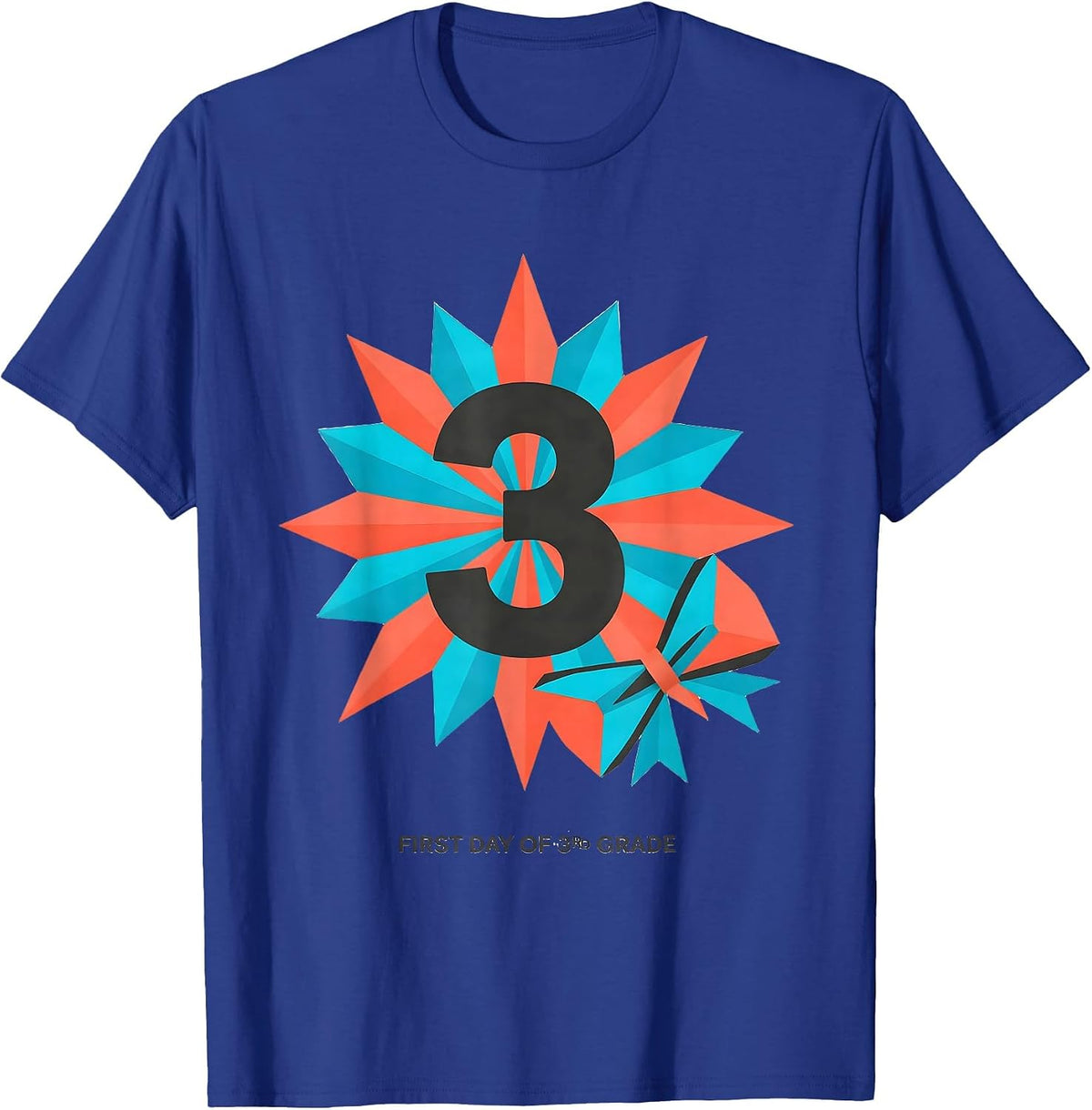 Men's First Day Of 3rd Grade Midcentury Modern Coquette Bow Back T-Shirt - Royal Blue