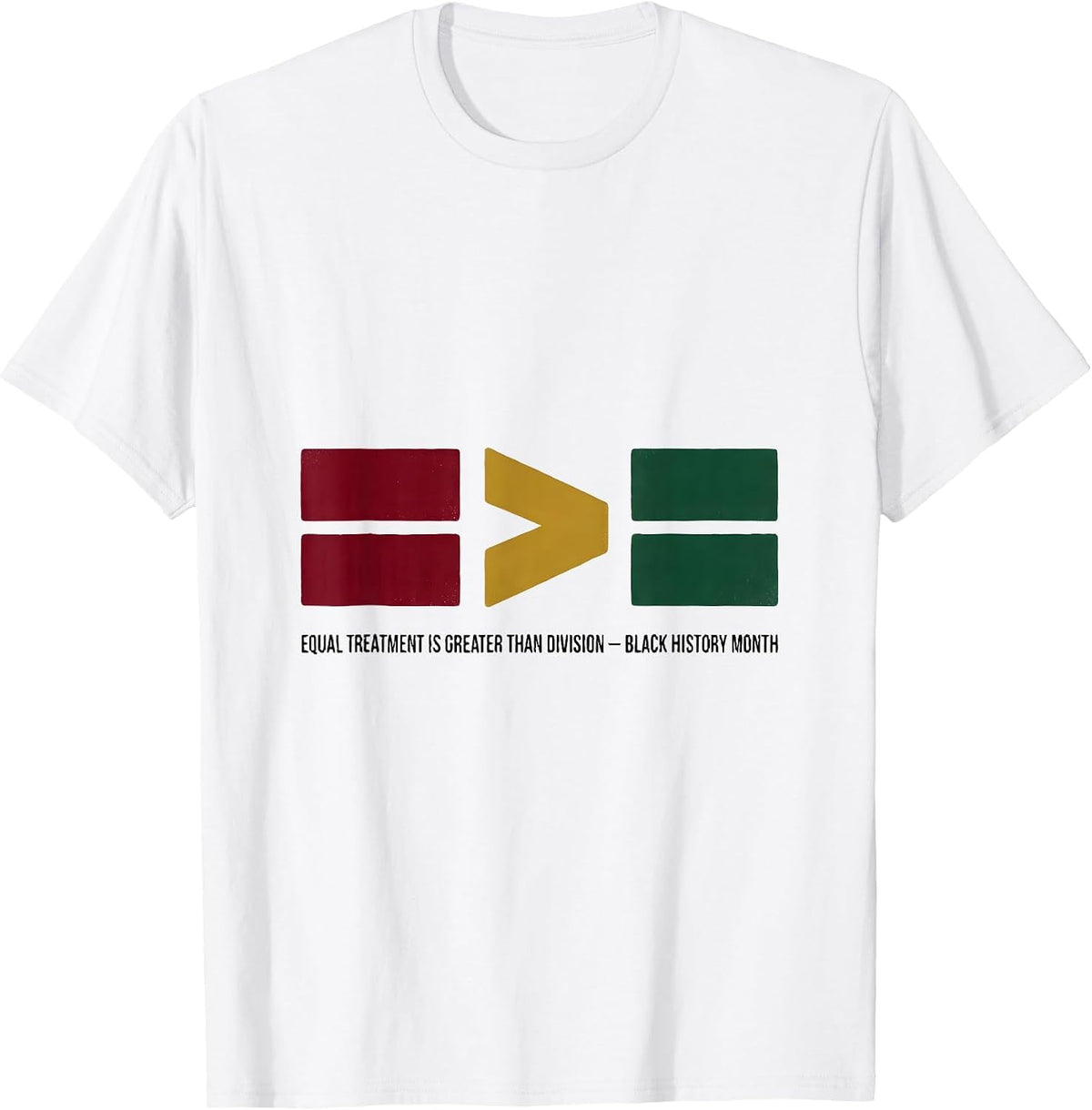 Men's Equal Treatment Greater Than Division Equality Black History T-Shirt - White