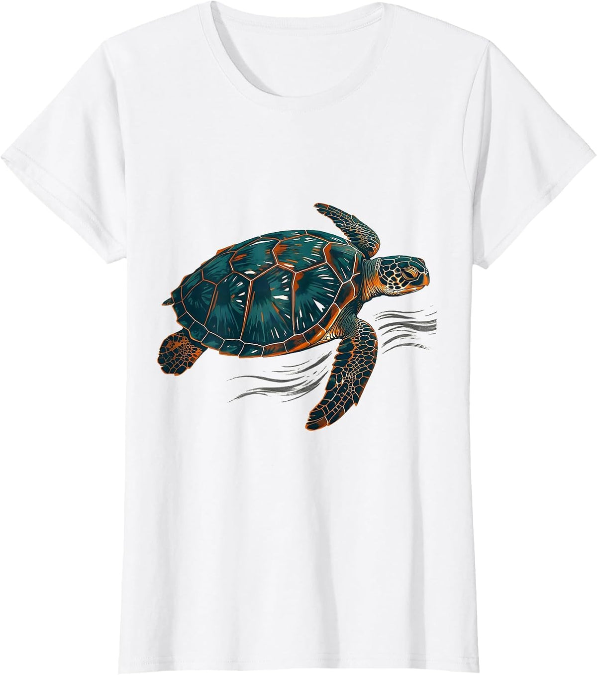 Sea Turtle Screenprint Poster Pet Lover Gift T-Shirt - White