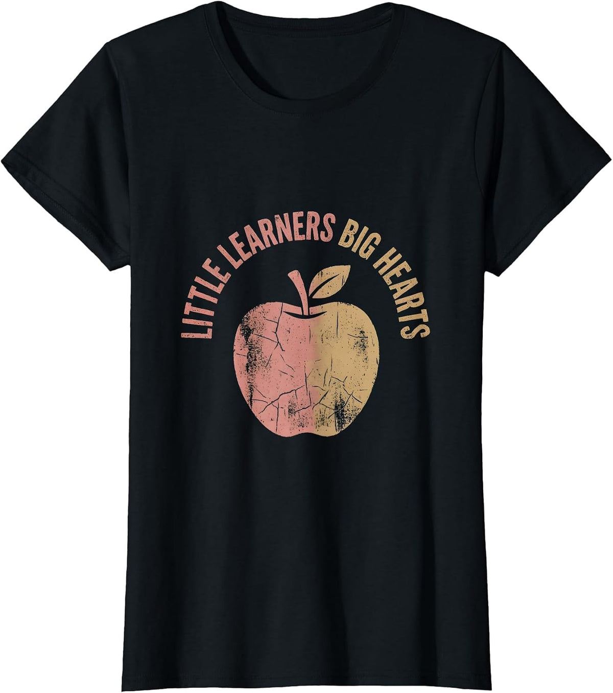 Little Learners Big Hearts Elementary Teacher Design T-Shirt - Black