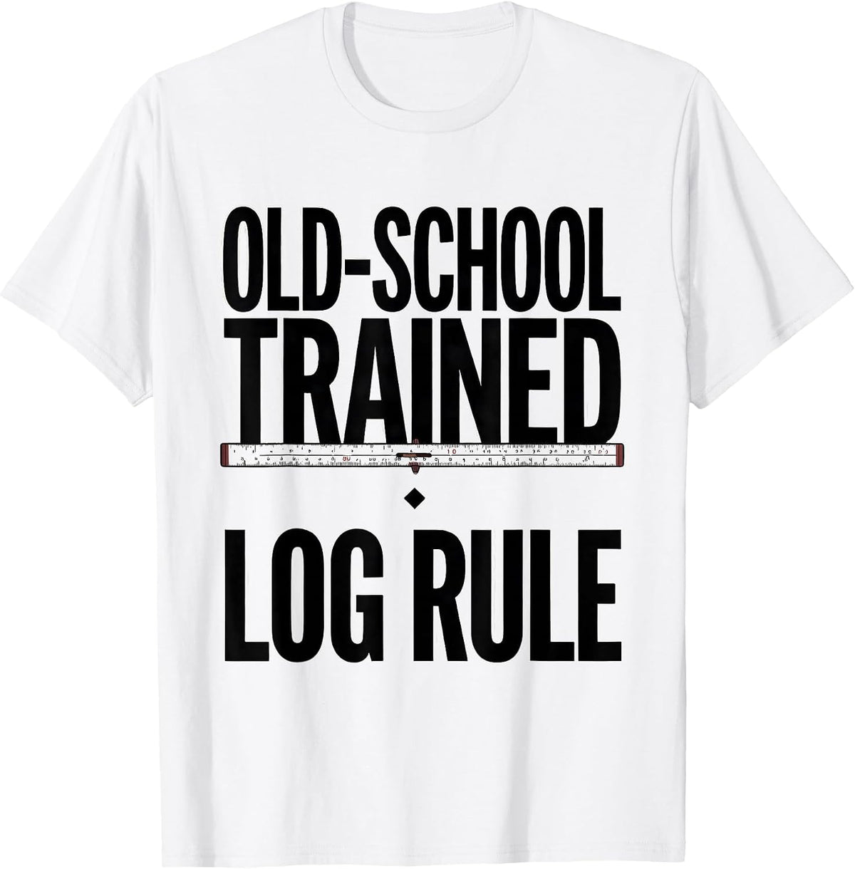 Men's Old-School Trained Log Rule Retro Mechanical Enthusiast T-Shirt - White