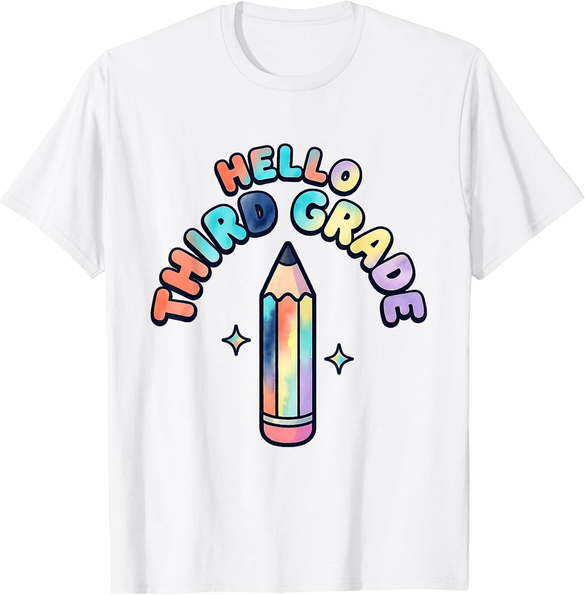 Men's Hello Third Grade Colorful Elementary Girl Back To School T-Shirt - White
