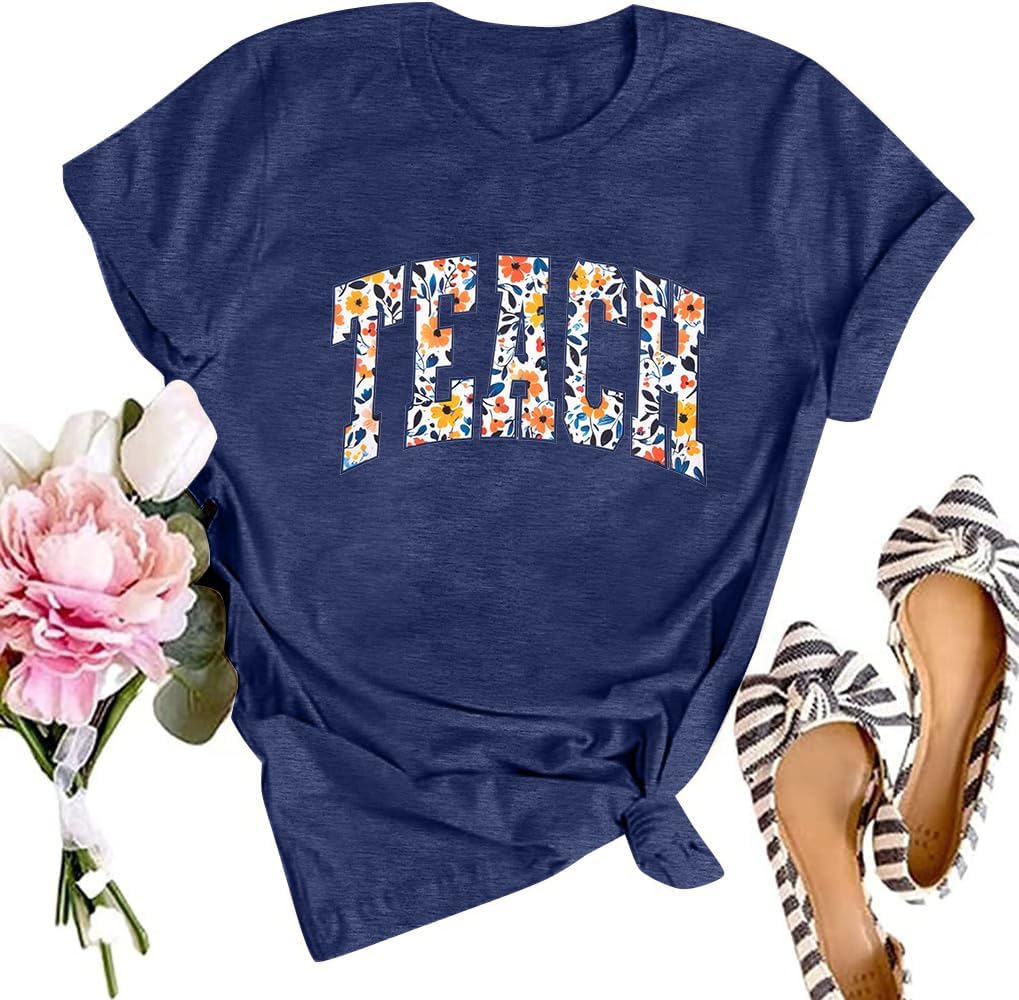 SFHFY Teacher Shirt for Women: Teacher Life T-Shirts Special Education Tee - Deep Blue-teach